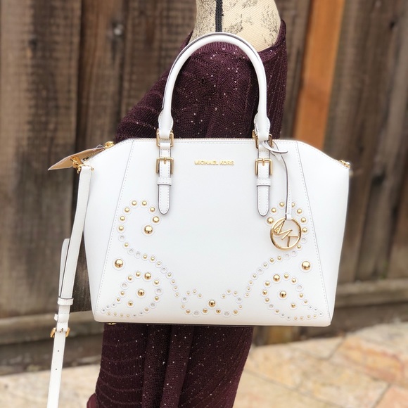 NWT Michael Kors studded large Ciara white - Picture 6 of 8